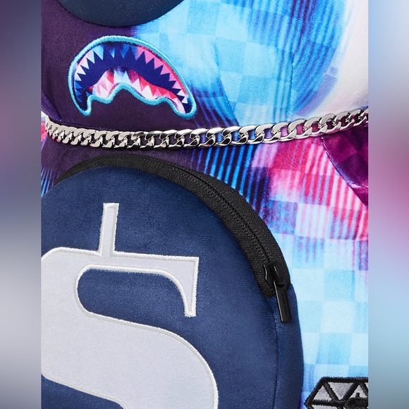 SPRAYGROUND BACKPACK TYE CHECK TEDDY BEAR PURPLE - Picture 7 of 7